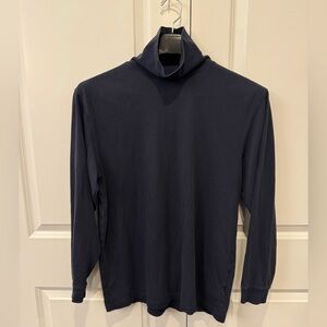 LL Bean Mens Large Tall Turtleneck Shirt Navy Long Sleeve